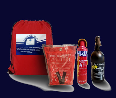 A fire kit is a ready-to-use bundle of essential fire safety tools